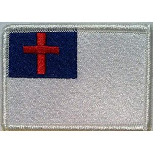 Fast Service Designs Airsoft Morale Patch 1 Christian Flag Embroidered with Hook & Loop Patch MC Biker Morale Tactical Shoulder White Emblem #042