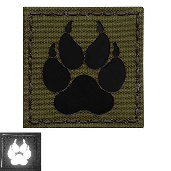 Tactical Freaky Airsoft Morale Patch 4 Olive Drab OD Green Infrared IR K9 Dog Handler Paw K-9 2x2 Tactical Morale Fastener Patch