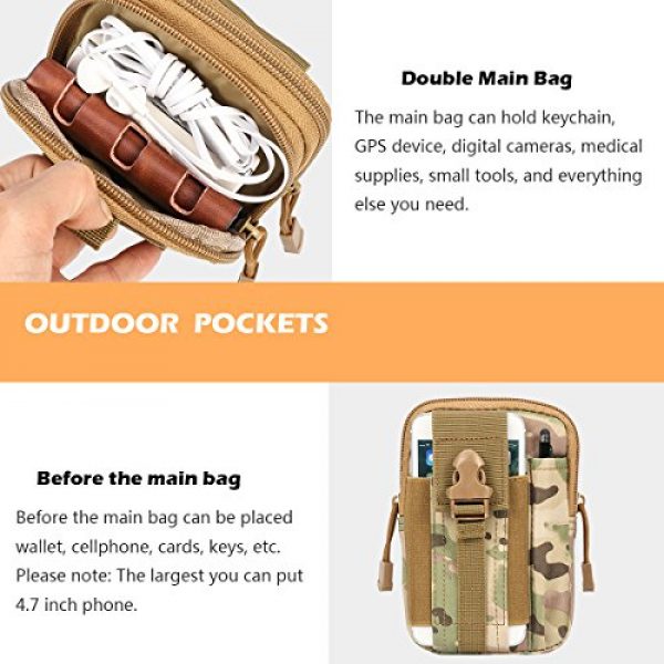 IronSeals Tactical Pouch 4 IronSeals Tactical Molle Pouch Compact EDC Utility Gadget Belt Waist Gear Bag with Cell Phone Holster Holder Pouch for 4.7"-6.1" iPhone 12Pro/12/11Pro/11 with Slim Case (Bonus: 2 Shoelace Buckle)