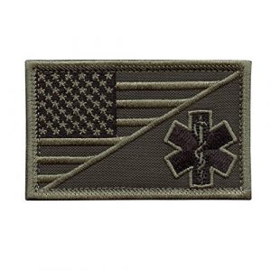 LEGEEON Airsoft Morale Patch 1 LEGEEON Olive Drab OD EMS EMT Star of Life USA Flag GreenParamedic Medical Morale Tactical Army Gear Sew Iron on Patch