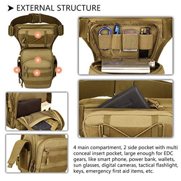 Protector Plus Tactical Pouch 4 Protector Plus Tactical Drop Leg Bag Military Tool Gear Fanny Thigh Pack Utility Airsoft Motorcycle Cycling Waist Gear Pouch (Patch Included)