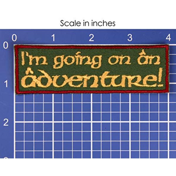 Barefoot Sewing Airsoft Morale Patch 3 I'm Going on an Adventure Patch Iron On Applique - Olive Green, Burgundy, Nonmetallic Gold - 4" x 1.25" Rectangle - Made in The USA