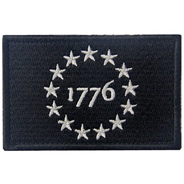 Rocking Planet Airsoft Morale Patch 1 Tactical USA 1776 Patriot Milltary Embroidered Applique Morale Hook & Loop Patch - White & Black