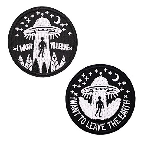 U-Sky Airsoft Morale Patch 3 U-Sky Sew or Iron on Patches - I Want to Leave - Pack of 2 Different Design