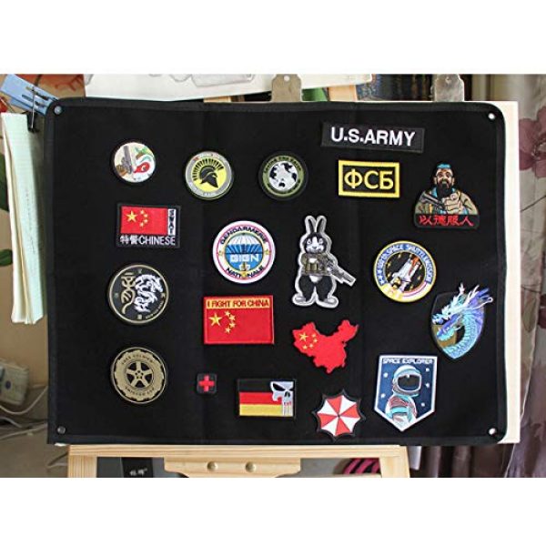 LanXin Airsoft Morale Patch 6 Tactical Military Combat Morale Patch Holder Panel Wall Display Board Patch Hang Display Poster Frame Hook and Loop Backing Patch Board (43.3 x 27.5 inch)