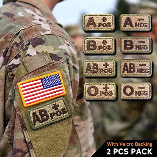EJG Airsoft Morale Patch 7 EJG 2-Piece Tactical Blood Type Velcro Patch, Various Styles in Embroidery & PVC, O+ O- Positive Negative, 2"x1" Military Medic Navy Army Morale Patch for Tactical Gear Battle Uniform (Style 03)