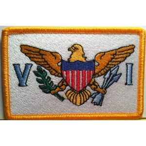 Fast Service Designs Airsoft Morale Patch 1 USA Virgin Islands Flag Embroidered Patch with Hook & Loop Travel Morale Patriotic US MC Biker Shoulder Gold Border Emblem #056