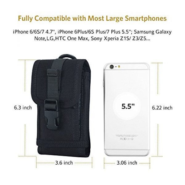 OneTigris Tactical Pouch 5 OneTigris MOLLE Phone Pouch Upgraded Version for 4.7" 5.5" Phone with Slim Case (Black)