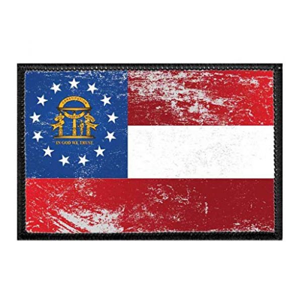 P PULLPATCH Airsoft Morale Patch 1 Georgia State Flag - Color - Distressed Morale Patch | Hook and Loop Attach for Hats, Jeans, Vest, Coat | 2x3 in | by Pull Patch