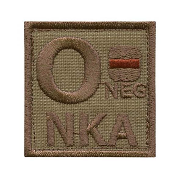 LEGEEON Airsoft Morale Patch 1 LEGEEON Tan Coyote ONEG O- NKA Blood Type IFAK No Knows Allergies Morale Army Tactical Touch Fastener Patch