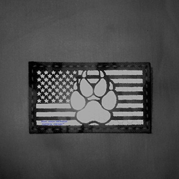 Tactical Freaky Airsoft Morale Patch 2 IR Multicam Infrared USA Flag K9 Dog Handler Paw K-9 Tactical Morale Fastener Patch
