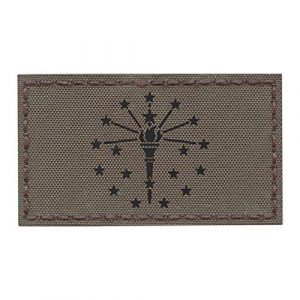 Tactical Freaky Airsoft Morale Patch 1 IR Ranger Green Indiana State Flag 2x3.5 Infrared IFF Tactical Morale Hook-and-Loop Patch