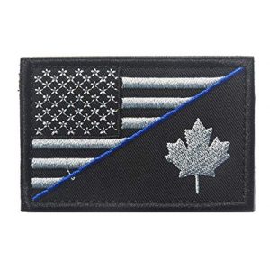 Tactical Embroidery Patch Airsoft Morale Patch 1 Thin Blue Line USA & Canada Flag Tactical Embroidery Patch Hook & Loop Morale Patch Military Patch for Clothing Accessory Backpack Armband