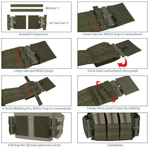 KRYDEX Tactical Pouch 6 KRYDEX Quick Release Buckle Set,Single Point Molle Quick Disconnect Side Entry Conversion with Hoop and Loop for JPC CPC NCP XPC 420 Vest (Ranger Green)
