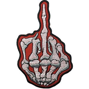 Ranger Return Airsoft Morale Patch 1 Middle Finger Skeleton Bone Biker Motorcycles Rider Punk Chopper Rock DIY Applique Embroidered Badge Sewing Iron on Patch by Ranger Return (MID-FING-RED)