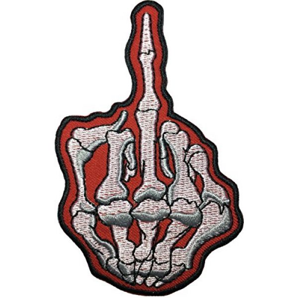 Ranger Return Airsoft Morale Patch 1 Middle Finger Skeleton Bone Biker Motorcycles Rider Punk Chopper Rock DIY Applique Embroidered Badge Sewing Iron on Patch by Ranger Return (MID-FING-RED)
