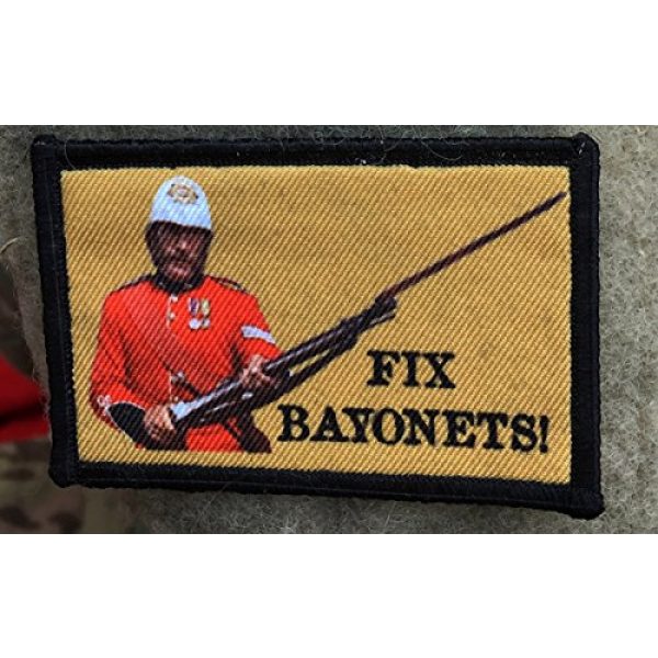 RedheadedTshirts Airsoft Morale Patch 2 Zulu Fix Bayonets Morale Patch. Features Color Sgt Bourne with his Martini Henry Rifle from the Movie Zulu. Perfect for your Tactical Gear, Backpack, Operator Baseball Cap,or Vest. Made in the USA