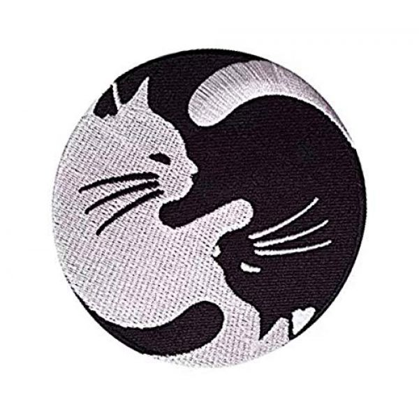 Embroidery Patch Airsoft Morale Patch 2 Cat Yin Yang Kung Fu Chinese Military Hook Loop Tactics Morale Embroidered Patch