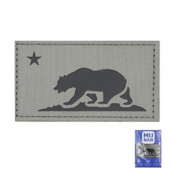 MUNAN Airsoft Morale Patch 1 Grey California Republic Flag 3.52 Tactical Morale Fastener Patch