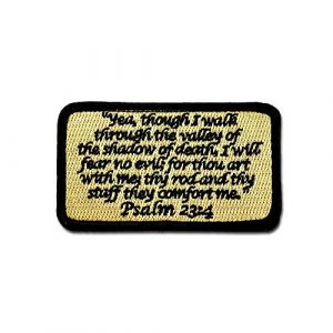 SFI Airsoft Morale Patch 1 Tactical Combat Backpack Morale Patch Badge EMB Hook and Loop - Psalm 23:4 ACU