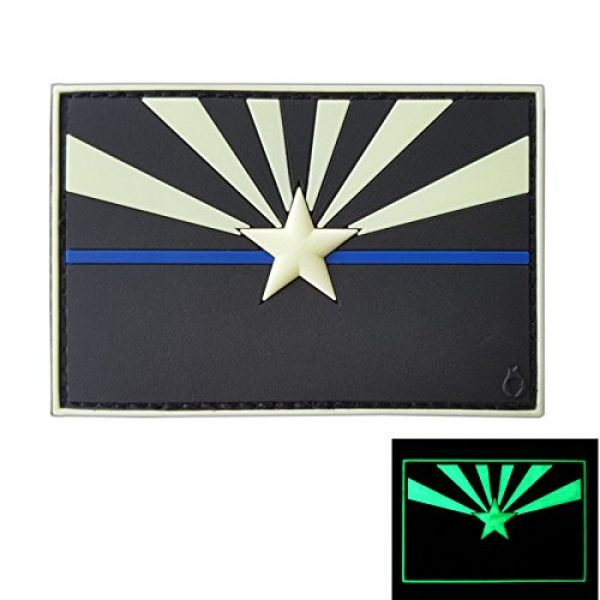 LEGEEON Airsoft Morale Patch 1 LEGEEON Glow Dark Arizona State Flag Thin Blue Line Morale USA PVC Rubber Touch Fastener Patch