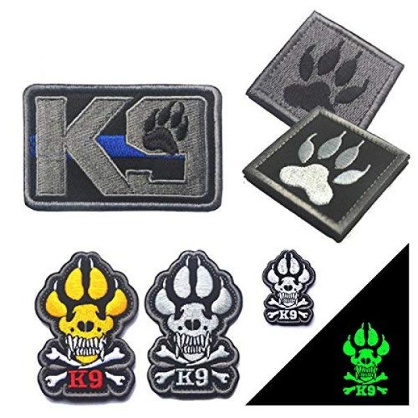 Zhikang68 Airsoft Morale Patch 4 K9 & Crossbone Killer Attack Police Dog Fastener Patch Embroidered Army Swat Morale Hook Loop Backing Tactial Badge Swat for Service Animal Vest (Night Reflective)