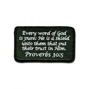 BASTION Airsoft Morale Patch 1 BASTION Morale Patches (Proverbs 30:5, ODG) | 3D Embroidered Patches with Hook & Loop Fastener Backing | Well-Made Clean Stitching | Christian Patches Ideal for Tactical Bag, Hats & Vest