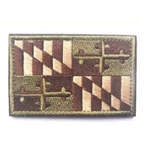 Tactical Embroidery Patch Airsoft Morale Patch 1 State Flag of Maryland Embroidery Patch Military Tactical Morale Patch Badges Emblem Applique Hook Patches for Clothes Backpack Accessories