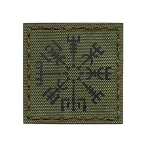 Tactical Freaky Airsoft Morale Patch 1 IR OD Green Vegvisir Viking Norse Heathen 2x2 Olive Drab IFF Tactical Morale Hook&Loop Patch