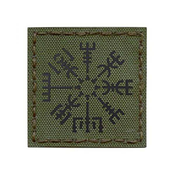 Tactical Freaky Airsoft Morale Patch 1 IR OD Green Vegvisir Viking Norse Heathen 2x2 Olive Drab IFF Tactical Morale Hook&Loop Patch