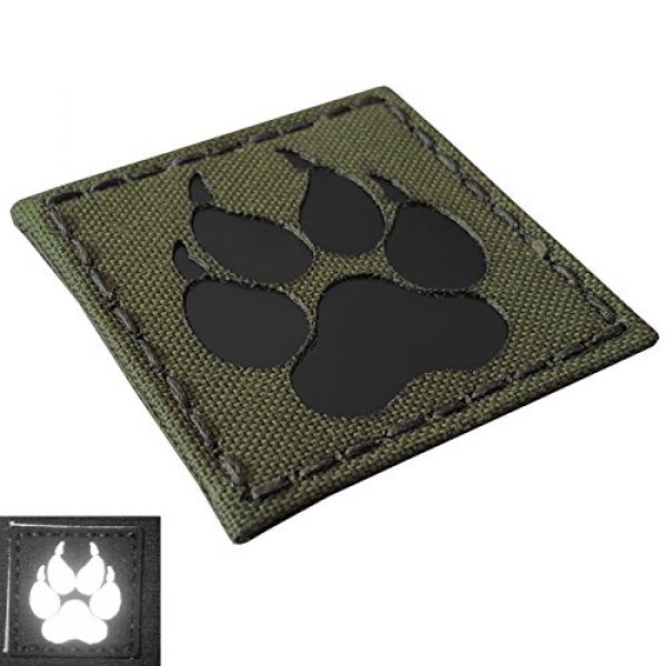 Tactical Freaky Airsoft Morale Patch 3 Olive Drab OD Green Infrared IR K9 Dog Handler Paw K-9 2x2 Tactical Morale Fastener Patch
