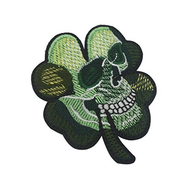 Zhikang68 Airsoft Morale Patch 3 Irish Clover Shamrock Skull Head Biker Tactical Morale Badge Emblem Embroidered Sew On Applique Patch (Green Skull)
