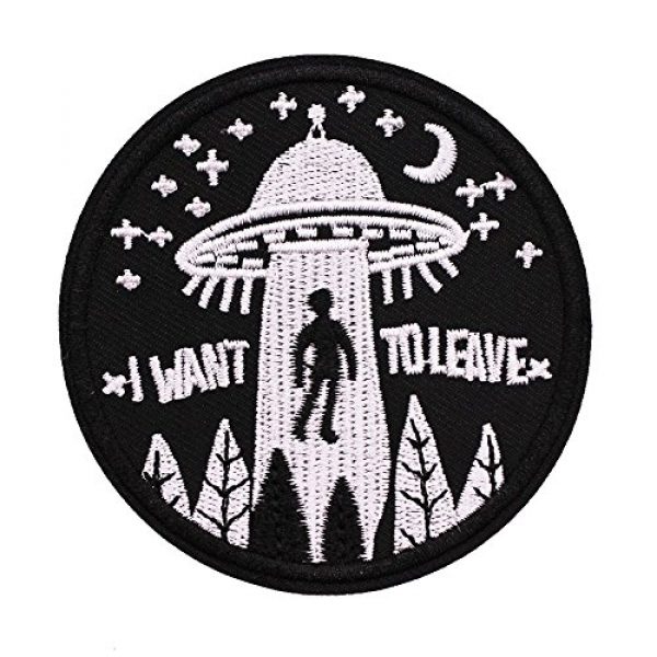 U-Sky Airsoft Morale Patch 1 U-Sky Sew or Iron on Patches - I Want to Leave - Pack of 2 Different Design
