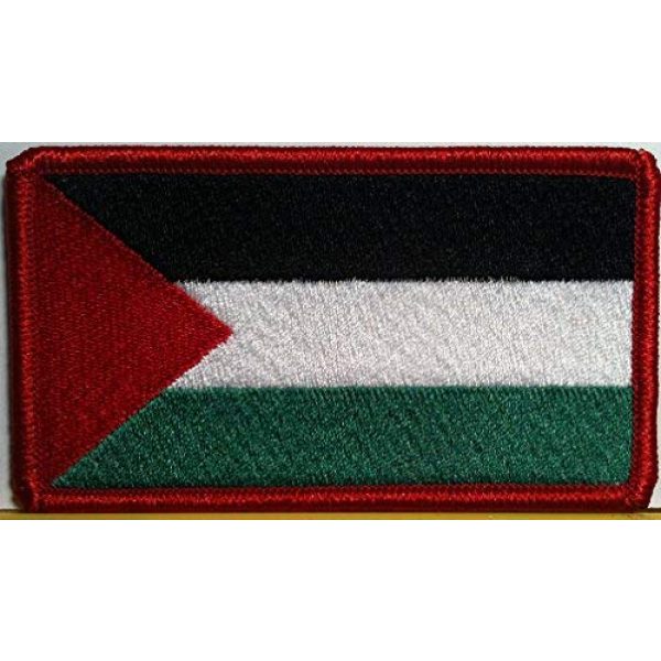 Fast Service Designs Airsoft Morale Patch 1 Palestine Flag Embroidered Patch with Hook & Loop Travel Morale Patriotic Arab Shoulder Emblem Red Version #76