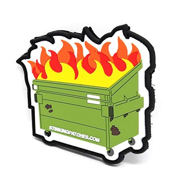 Stinking Patch Co. Airsoft Morale Patch 1 Dumpster Fire Hook and Loop Patch | PVC Rubber Tactical Patch | Funny Morale Patch