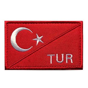 Tactical Embroidery Patch Airsoft Morale Patch 1 Turkey Flag Tactical Embroidery Patch Hook & Loop Morale Patch Military Patch for Clothing Accessory Backpack Armband