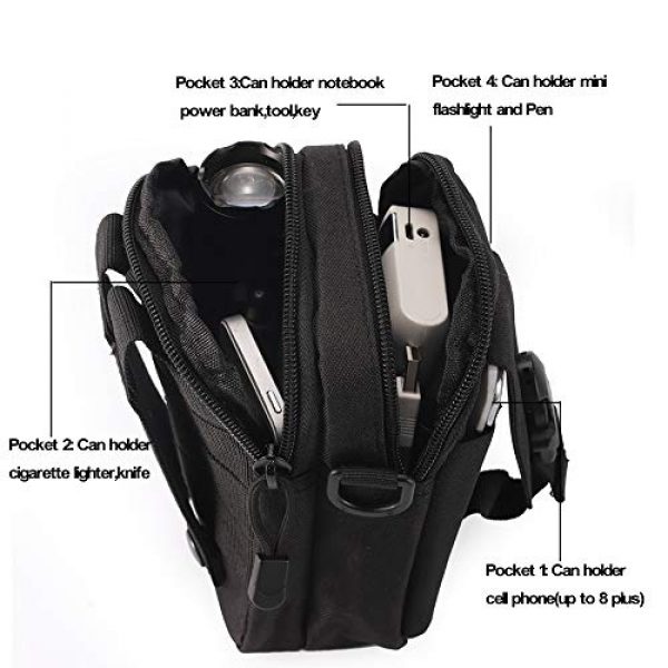 Ydmpro Tactical Pouch 4 Ydmpro Tactical Pouches - 900D Molle EDC Pouch Compact Multipurpose Utility Gadget Belt Waist Bag with Cell Phone Holster Holder, Shoulder Strap and Mini Carabiner