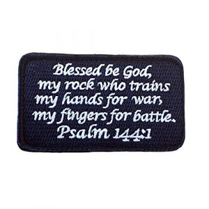 BASTION Airsoft Morale Patch 1 BASTION Morale Patches (Psalm 144:1, Black) | 3D Embroidered Patches with Hook & Loop Fastener Backing | Well-Made Clean Stitching, Christian Patches Ideal for Tactical Bag, Hats, & Vest