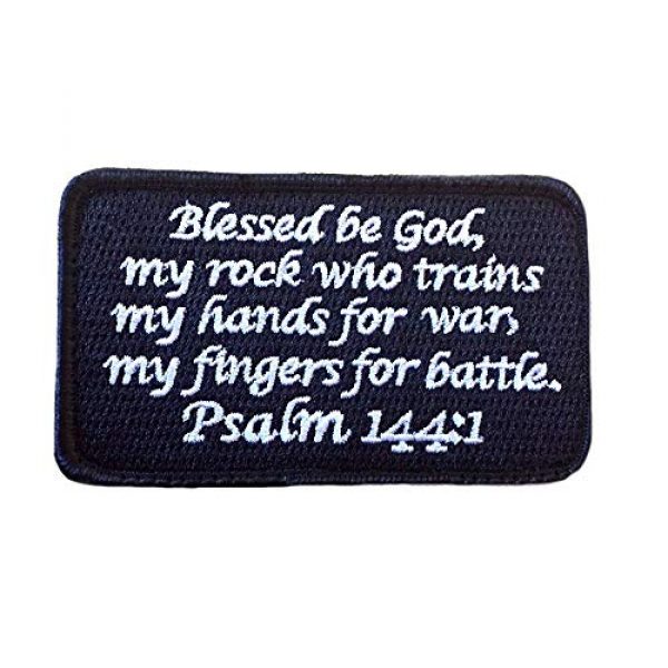 BASTION Airsoft Morale Patch 1 BASTION Morale Patches (Psalm 144:1, Black) | 3D Embroidered Patches with Hook & Loop Fastener Backing | Well-Made Clean Stitching, Christian Patches Ideal for Tactical Bag, Hats, & Vest