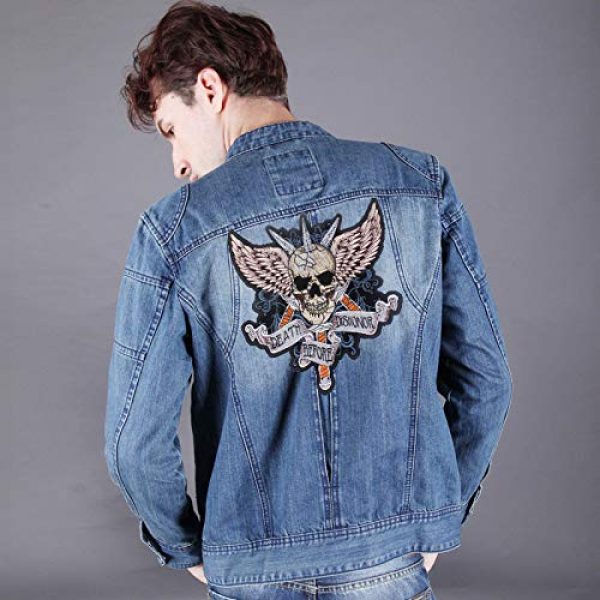 Macute Airsoft Morale Patch 3 Skull Iron on Patch - Eagle Wings Embroidered DEATH BEFORE DISHONOR - Badge Appliques - Punk Rocker Rider Motorcycle Biker Patches - Iron or Sew on Jackets Vest Back - Garments Stickers Accessories
