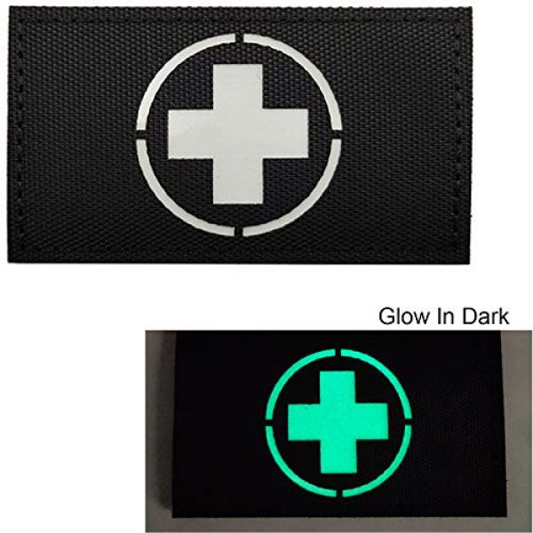 ODSP Airsoft Morale Patch 2 Glow in Dark Medic Cross First Aid Patches, EMS EMT MED Medical Rescue Tactica Military Morale Combat Armband Badges with Hook and Loop Fastener Backing, 3.54 x 1.97 Inch, 2 Pieces