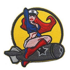 Embroidery Patch Airsoft Morale Patch 1 WWII B52 PIn Up Girl Riding Bomb Military Hook Loop Tactics Morale Embroidered Patch