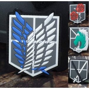 Tactical PVC Patch Airsoft Morale Patch 1 Attack on Titan Scout Regiment Survey Corps PVC Military Tactical Morale Patch Badges Emblem Applique Hook Patches for Clothes Backpack Accessories