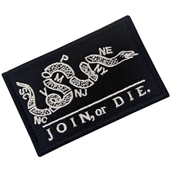 EmbTao Airsoft Morale Patch 3 Join Or Die Tactical Embroidered Morale Applique Fastener Hook&Loop Patch - Black