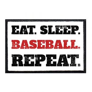 P PULLPATCH Airsoft Morale Patch 1 Eat. Sleep. Baseball. Repeat. Morale Patch | Hook and Loop Attach for Hats, Jeans, Vest, Coat | 2x3 in | by Pull Patch