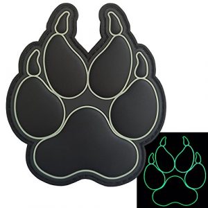 LEGEEON Airsoft Morale Patch 1 LEGEEON All Black Blackout Glow Dark K-9 Paw K9 Handler Dogs of War Morale Army Gear PVC Fastener Patch