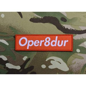 BritKitUSA Airsoft Morale Patch 1 Oper8dur Woven Morale Patch Supreme Parody Milsim Larperator LARP Operator Hook and Loop Backing