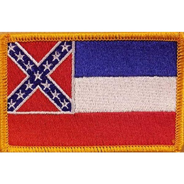 Fast Service Designs Airsoft Morale Patch 1 Mississippi State Flag Embroidered Patch with Hook & Loop Morale Tactical Shoulder Emblem Morale Version Gold Border