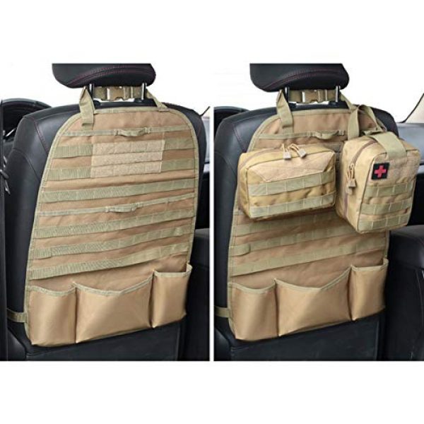 Autotipps Tactical Pouch 3 Autotipps MOLLE Tactical Car Seat Back Organizer Vehicle Panel Car Seat Cover Protector Universal Fit Hunting Bags with 3 Storage Pouch