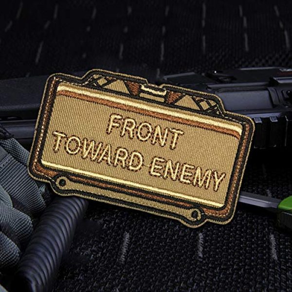 MORTHOME Airsoft Morale Patch 3 MORTHOME Front Toward Enemy Embroidered Morale Funny Military Hook Loop Velcro Patch (Desert)